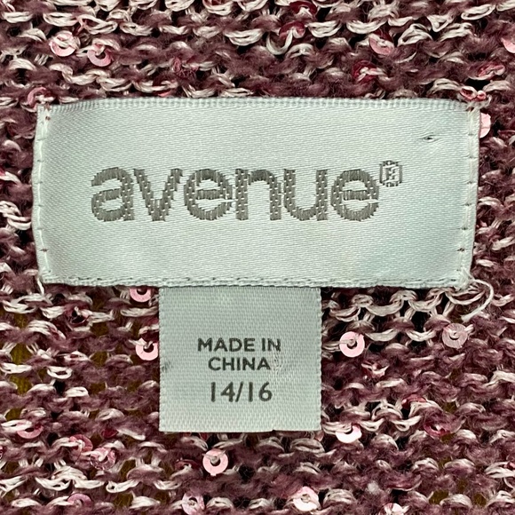 AVENUE Marled Knit Sequin Cardigan Mauve Sz 14/16 EUC - Picture 2 of 7